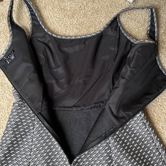 Theory Women's Trekana Circuit Knit Jacquard Silver Fit & Flare Mini Dress Sz 2 - Picture 8 of 14
